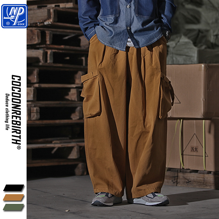 NP hombres otoño e invierno nuevo estilo gota sensación Super suelta overoles Cityboy trapear pantalones japoneses Pantalones anchos hombres y mujeres