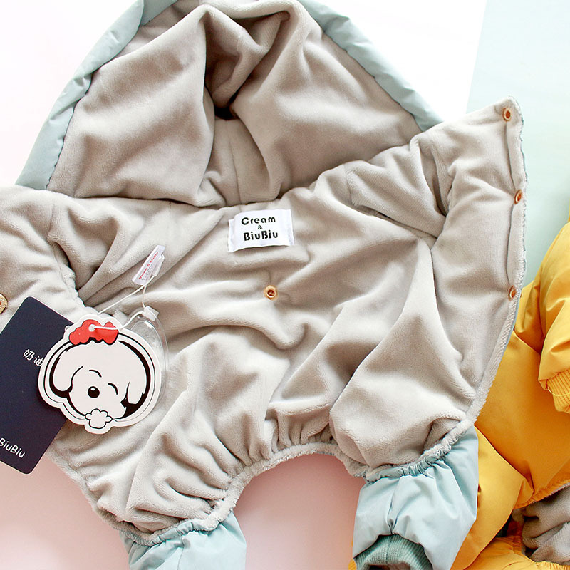 크림 천 애완 동물 옷 개 고양이 겨울 두꺼운 다운 재킷 따뜻한 작은 개 도매