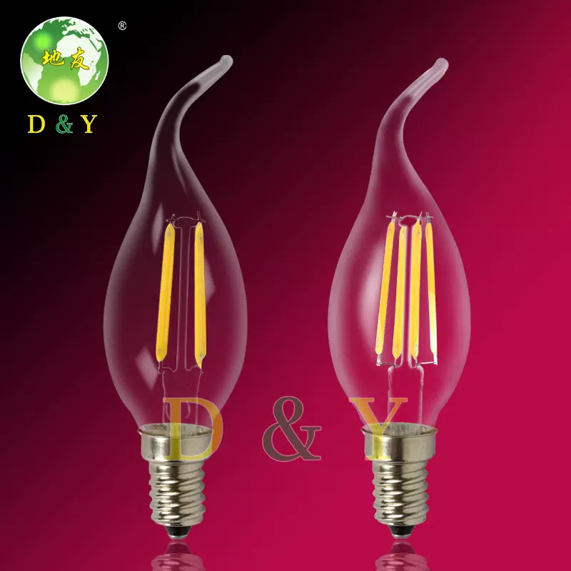 C35e14可控硅深度调光无频闪4WG45led爱迪生灯丝灯尖泡拉尾蜡烛灯