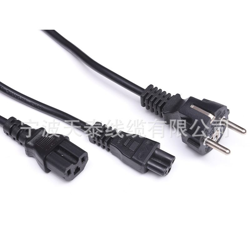 供应三芯欧规防水型插头线 欧标C13直头品字尾欧洲梅花尾AC电源线