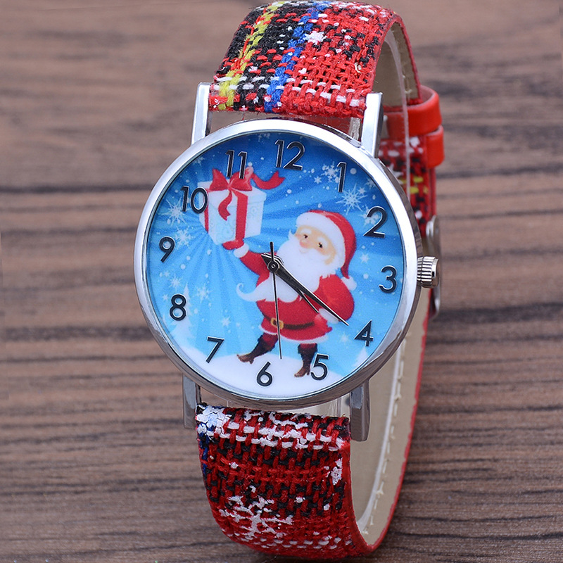 Spot supply new hot-selling noodles Santa Claus Women's Watch casual bright leather strap quartz watch wholesale