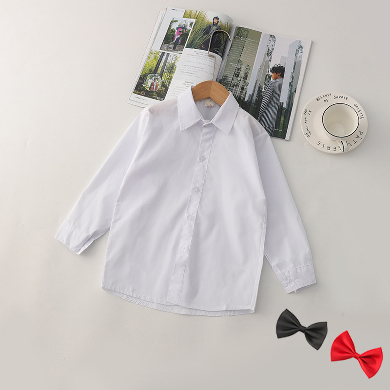 Estudiantes de primaria y secundaria camisa blanca para niños camisa blanca para niñas camisa blanca para niños de manga larga transpirable que absorbe el sudor