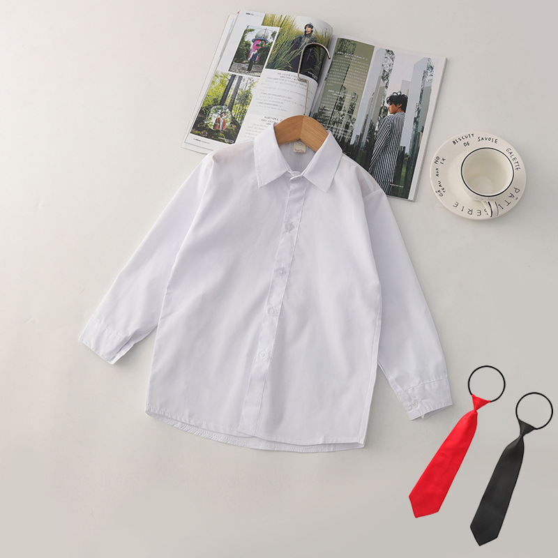 Estudiantes de primaria y secundaria camisa blanca para niños camisa blanca para niñas camisa blanca para niños de manga larga transpirable que absorbe el sudor