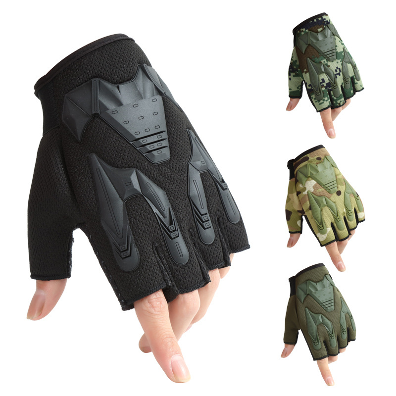 Men's Outdoor Half-Finger Tactical Gloves Non-Slip Protective Fitness Half-Finger Gloves Fighting Military Fan Rescue Gloves