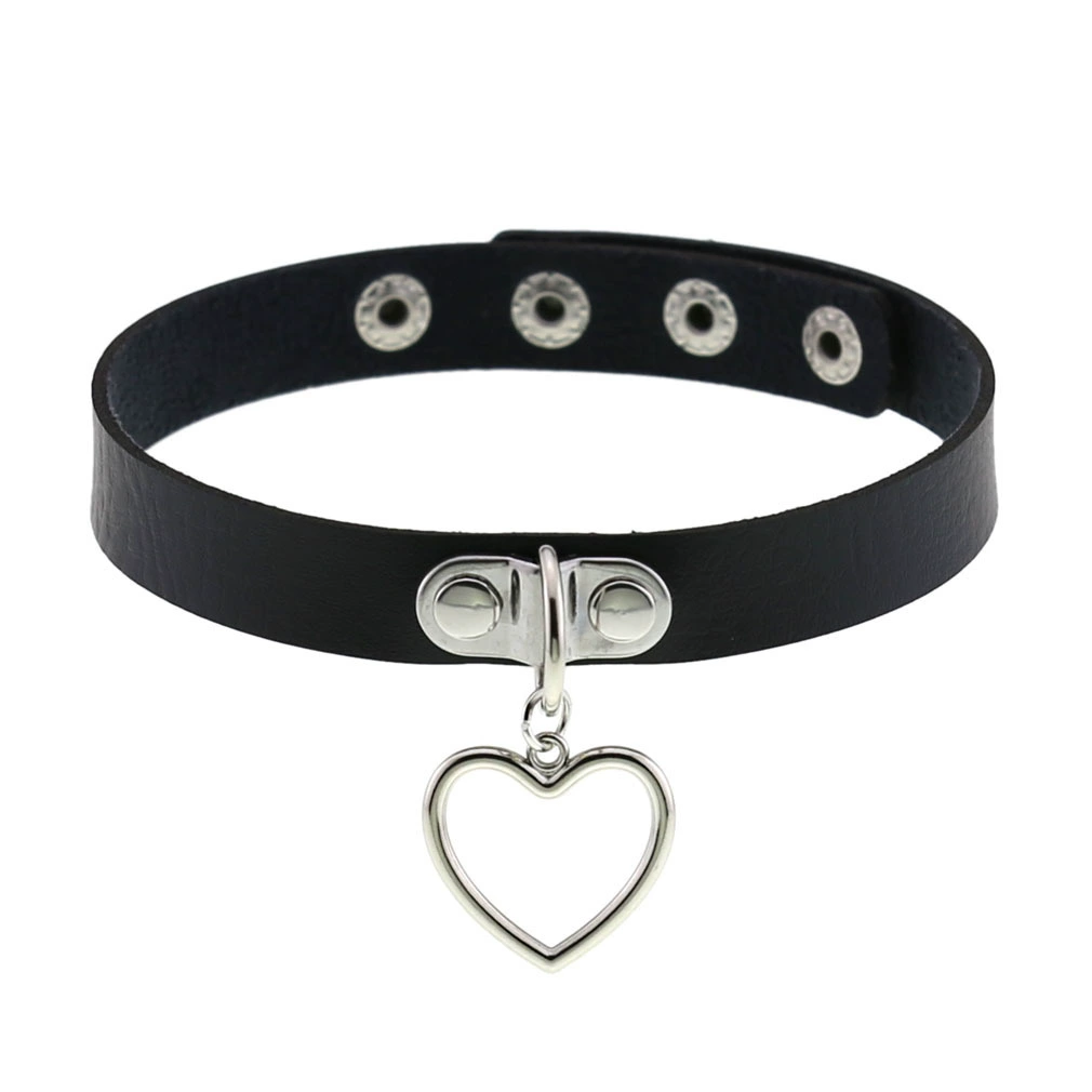Ожерелье-ожерелье-choker из искусственной кожи PU с сердечком, регулируемая длина 32–39.5 см, 16 цветов