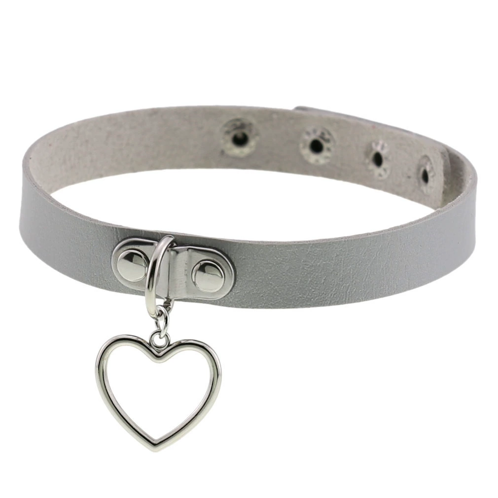 Ожерелье-ожерелье-choker из искусственной кожи PU с сердечком, регулируемая длина 32–39.5 см, 16 цветов