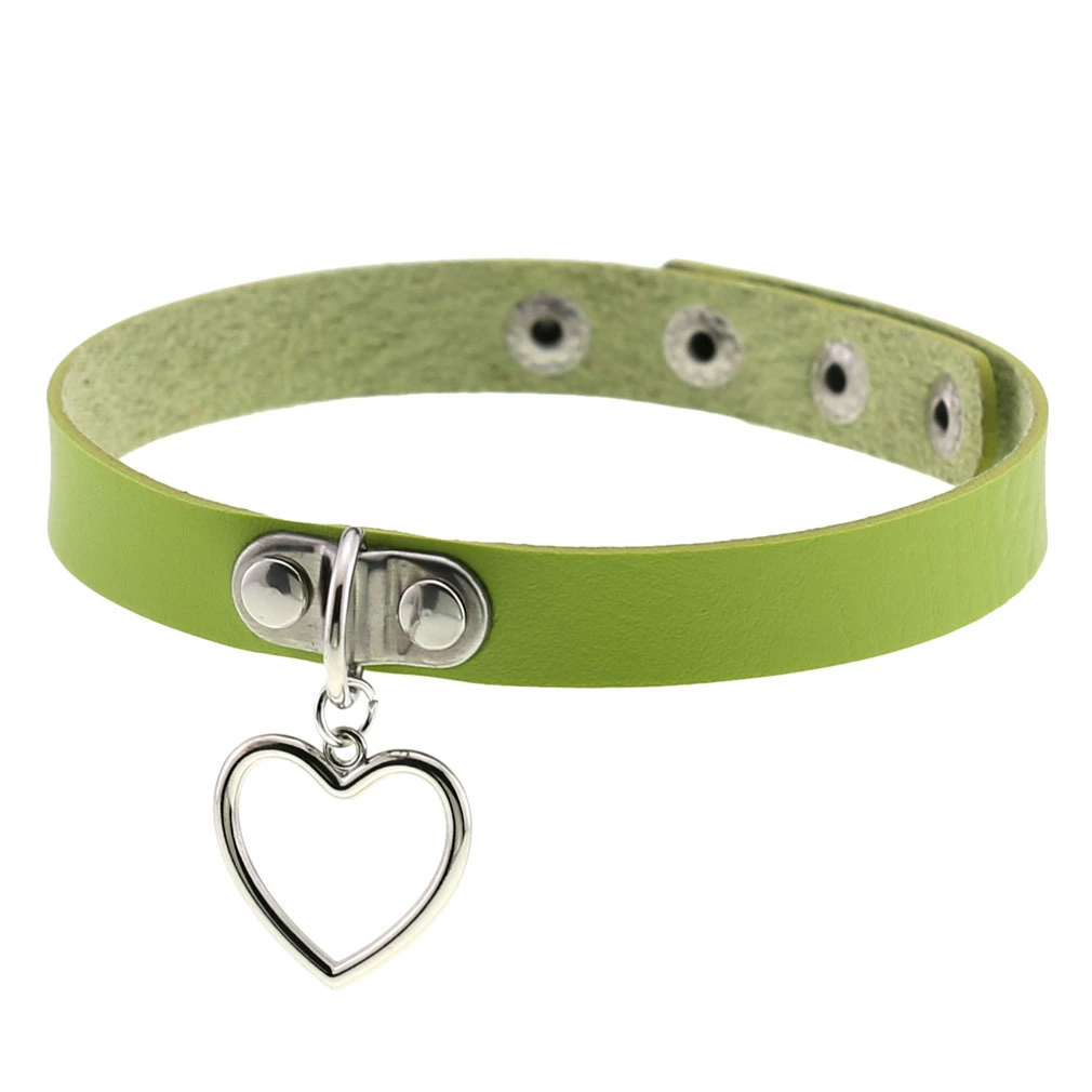 Ожерелье-ожерелье-choker из искусственной кожи PU с сердечком, регулируемая длина 32–39.5 см, 16 цветов