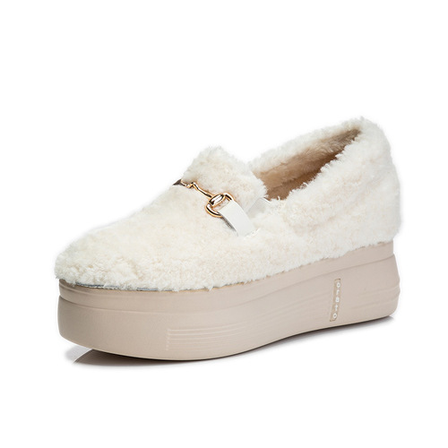  Doudou shoes with increased inner height, winter style plus velvet cotton shoes, furry women's shoes, low-top hiking daily snow boots to keep warm