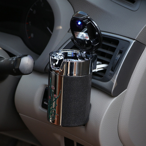 Car ashtray bracket car luminous ashtray creative covered LED light air outlet hanging interior supplies