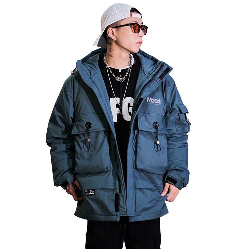 Men's Clothing Men's Wear High end trendy Silk cotton jacket for men winter new style jacket with printed fantasy multi pocket Silk cotton jacket_voghion.com