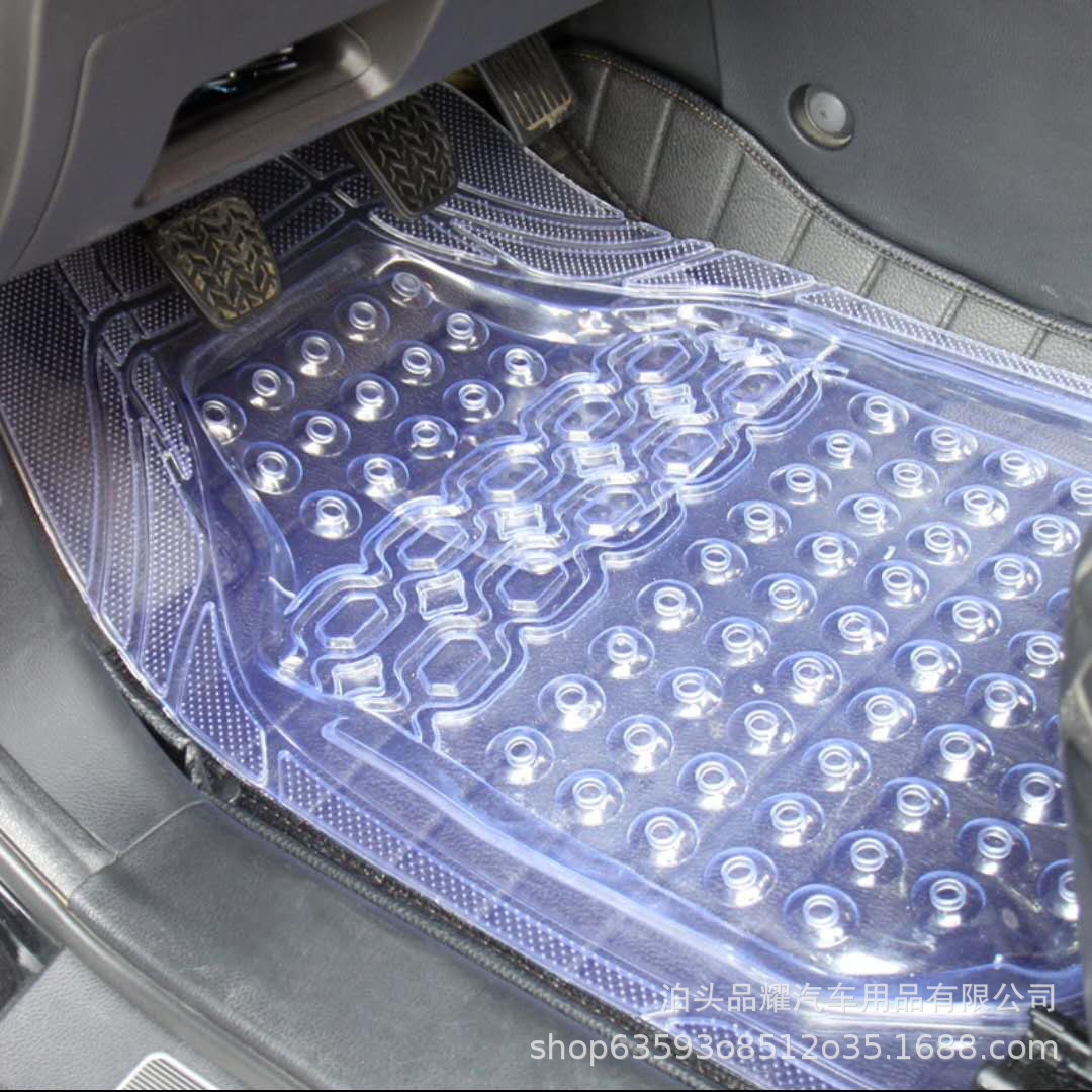 Universal Eco-Friendly Thickened Universal One-Piece Transparent Latex Plastic PVC Silicone Car Floor Mat (Universal Foot Pad) - suction-cup-white