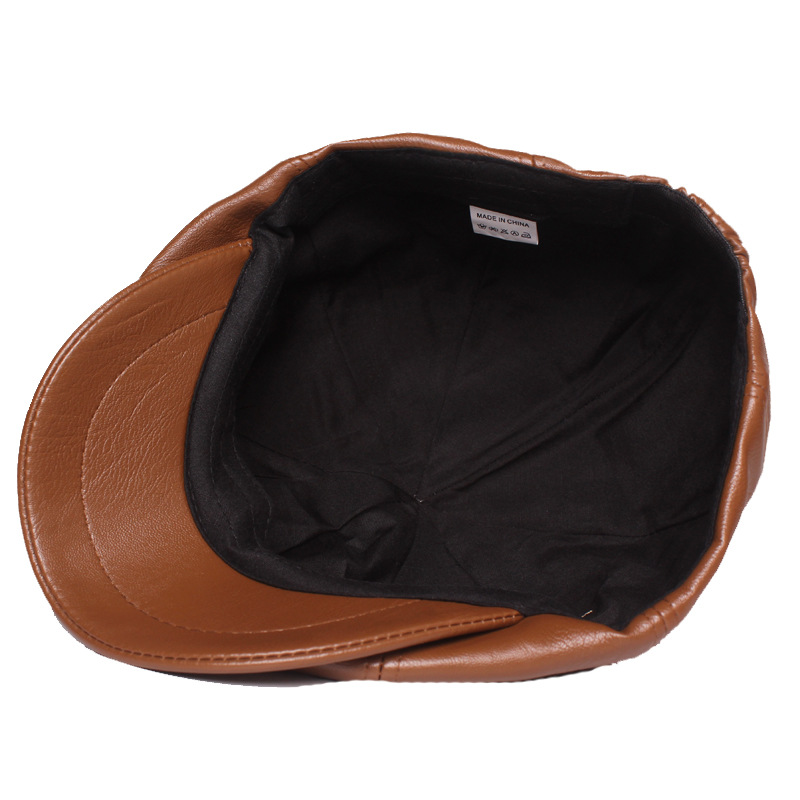 Sombrero octogonal de cuero sombrero de cuero de mujer 2020 boina juvenil artística sombrero de PU sombrero retro de pintor de hombres