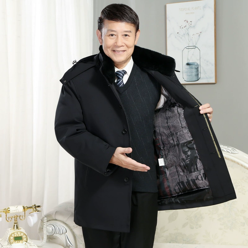 Новый мужской пуховик средней длины для мужчин среднего и пожилого возраста, оптовая торговля, подходит для пап, возраст 40-50-60.