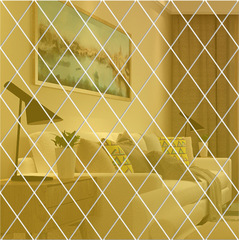 Cross-border 3D three-dimensional acrylic mirror decorative stickers diamond splicing TV background wall mirror wall stickers