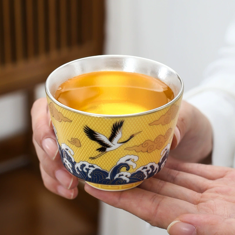 Tea Cup Ceramic Gift Set, Chinese Style with 925 Silver Accent, Gift Box, Custom Options
