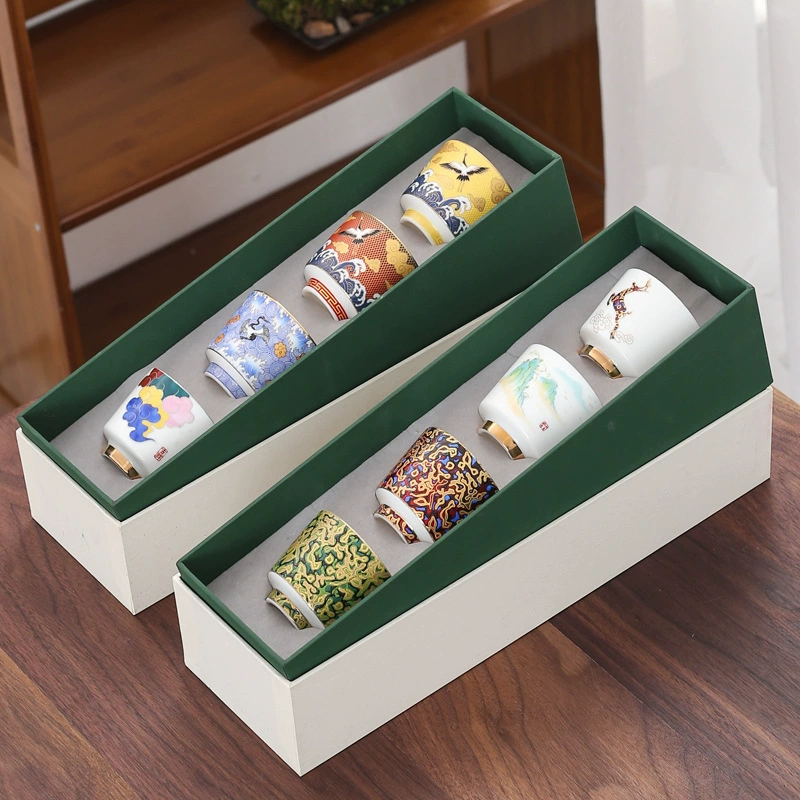 Tea Cup Ceramic Gift Set, Chinese Style with 925 Silver Accent, Gift Box, Custom Options