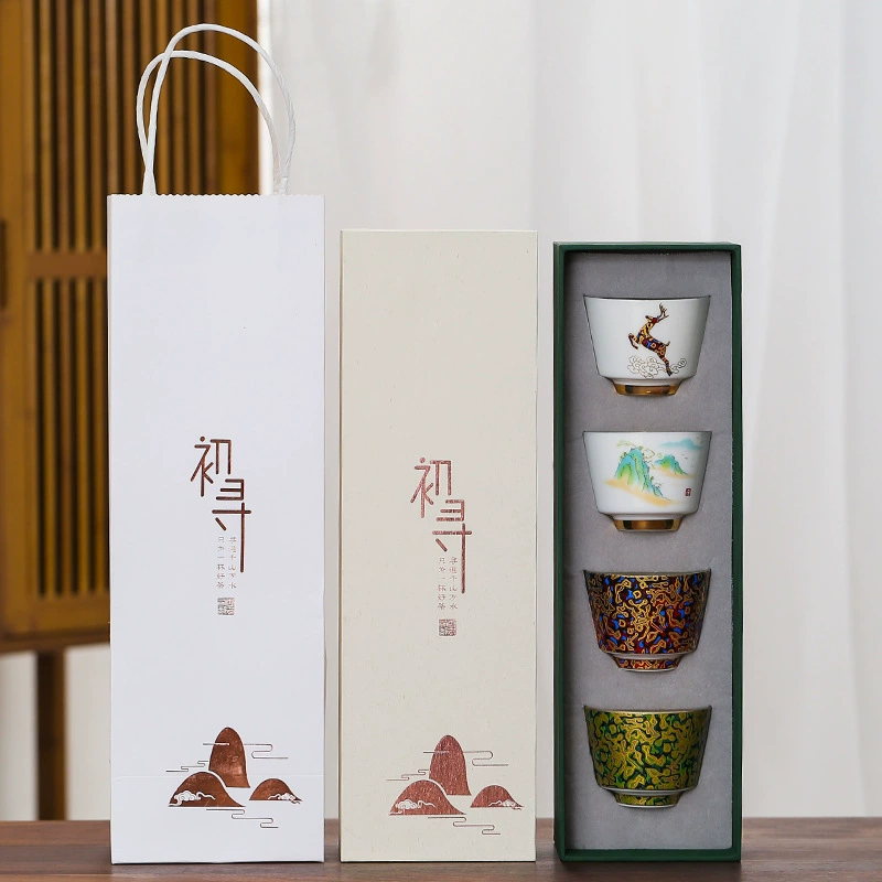 Tea Cup Ceramic Gift Set, Chinese Style with 925 Silver Accent, Gift Box, Custom Options