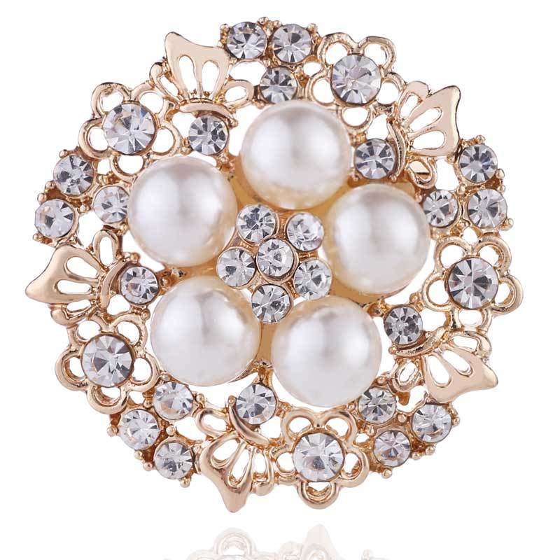 Wholesale Korean version of the new pearl brooch women's high-end diamond flower brooch corsage clothing accessories collar pin silk towel buckle dual-use