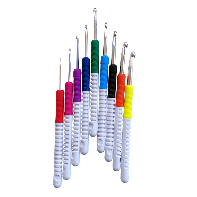 Herramienta de tejer aguja suéter nuevo ABS de dos colores mango de plástico crochet conjunto de 9 envases blister
