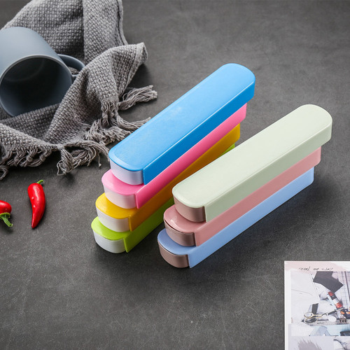 Student Portable Box Plastic PP Children's New Tableware Box Outdoor Pull-out Knife Fork Spoon Storage Box Empty Box