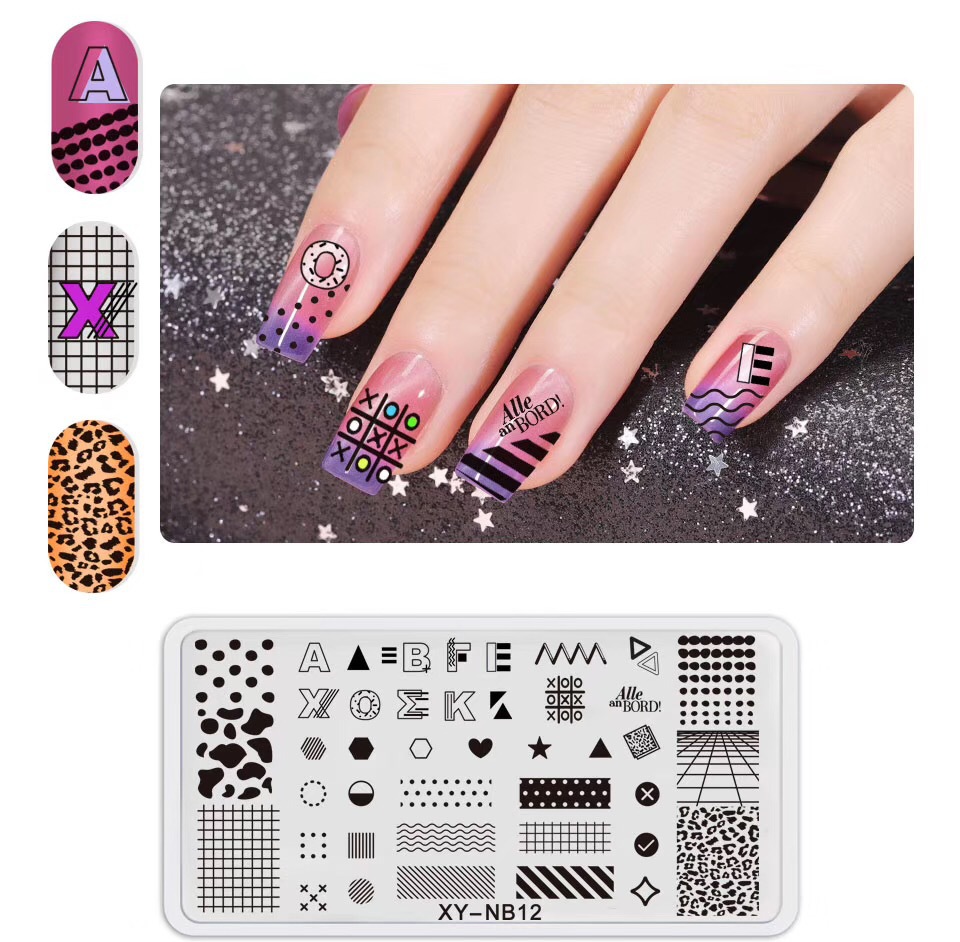 Nueva plantilla de impresión de uñas DIY película Azul de impresión de uñas esmalte de uñas placa de acero pintada XY-NB16 image 17