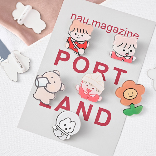 Ins style fashionable acrylic brooch student cute cartoon badge personalized bag decoration Japanese pin