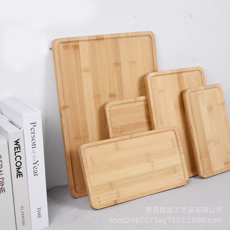 Spot Bandeja de té de bambú japonesa Bandeja de bambú Plato rectangular Pastel creativo Plato de pizza Pan de leche Plato de desayuno