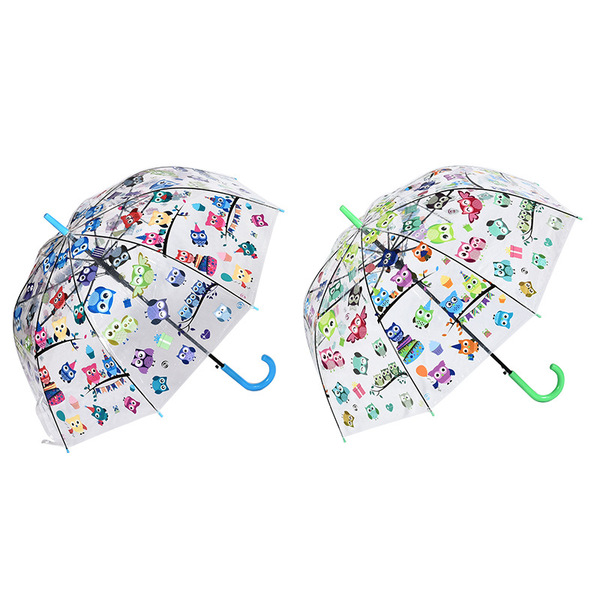 Transparent umbrella cartoon owl wholesale POE hand automatic long…