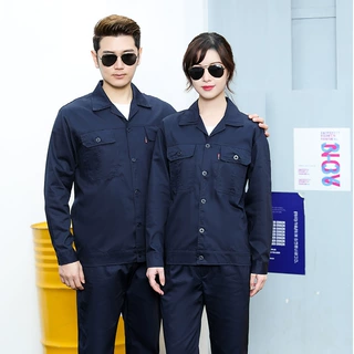 纯棉夏季薄款长袖工作服焊工工作服劳保服汽修食品厂工装印绣LOGO