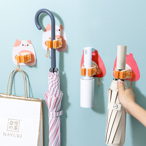 3485 Bubble Bear mop rack mop clip card holder strong traceless stickers without punching bathroom wall rack mop hook