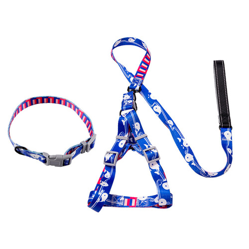 Pet Supplies Dog Harness Dog Leash Three-piece Set Collar Chest Harness Pet Leash Printed Dog Harness