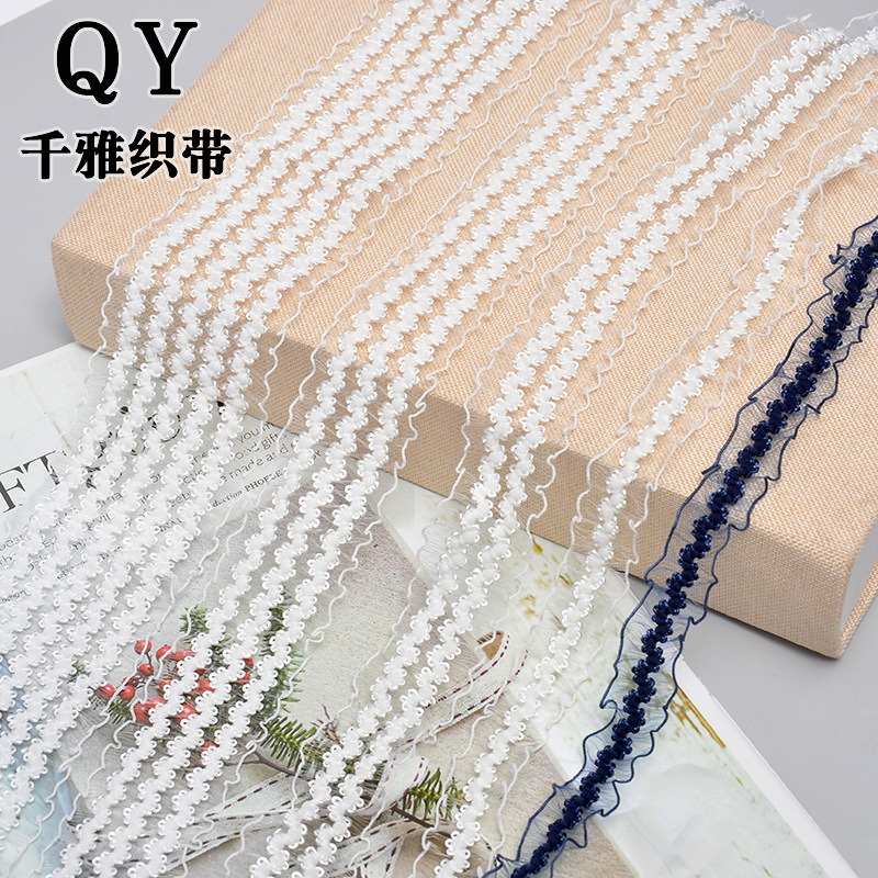 单排双排五排皇冠弹力鱼丝带松紧带辅料颈链带泳衣打底裤内衣黑白