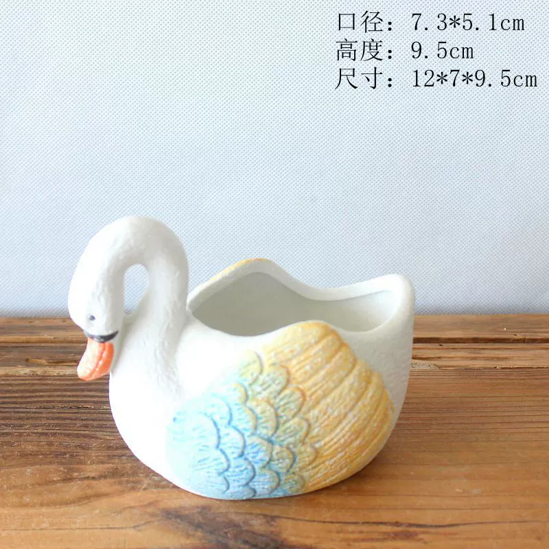 Оптовая продажа керамической массы дляPutty Pot Snow glaze Swan Mochonal Pot Flower Pot Flesh Desktop Pot 4788