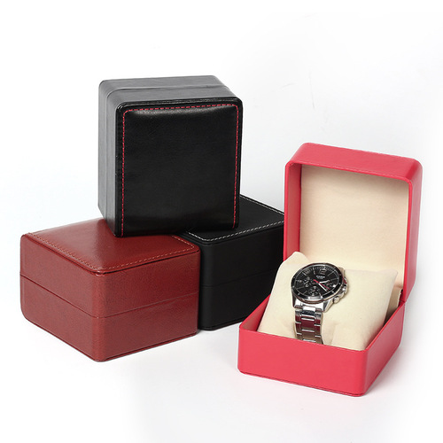 Yuanchang black rounded corner watch box pu leather watch box leather watch box jewelry box portable watch box cross-border wholesale