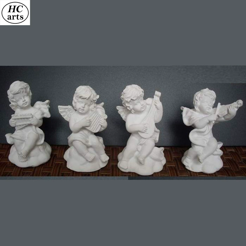 Набор фарфорообразных ангелов HC arts, 4 шт., 7 см, белые фигуры из смолы