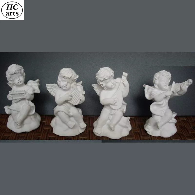 Набор фарфорообразных ангелов HC arts, 4 шт., 7 см, белые фигуры из смолы