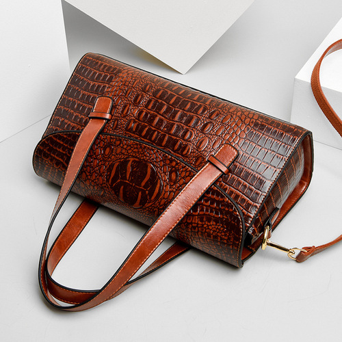 Bags for women  new European and American fashion crocodile pattern handbags Boston pillow bag trendy hand shoulder bag