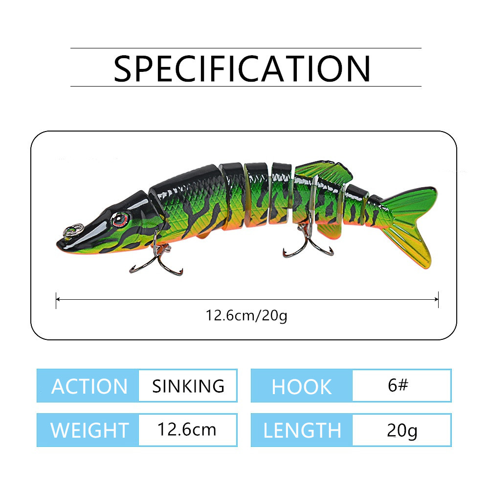 Luya cebo multi-Sección pescado ocho-Sección 12.6 cm20g6 # gancho cebo duro biónico multicolor cebo falso Comercio exterior al por mayor