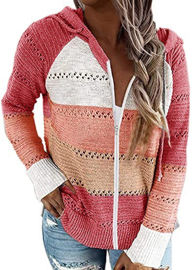 Comercio exterior transfronterizo Orden original nuevo deseo Amazon eBay Otoño e Invierno Nuevo suéter con capucha a rayas image 26