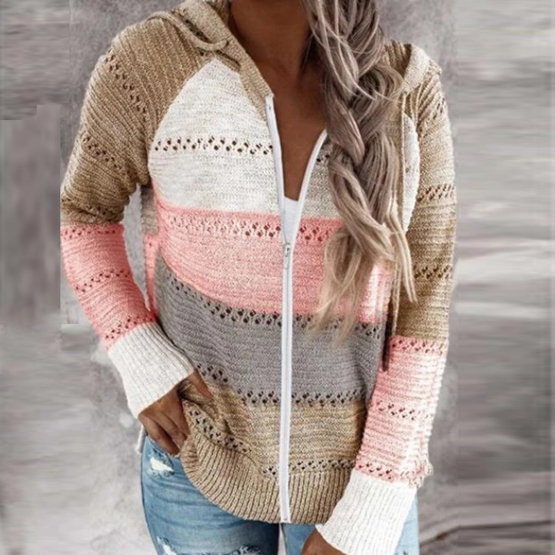 Comercio exterior transfronterizo Orden original nuevo deseo Amazon eBay Otoño e Invierno Nuevo suéter con capucha a rayas image 18