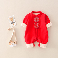 New Autumn/Winter Fleece Baby Boy Traditional Chinese Tangzhuang Pajama for Chinese New Year Celebration 100th Day Birthday Coming of Age Ceremony 9009