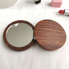 Black gold sandalwood round mirror mini makeup mirror portable makeup mirror creative gift engraving manufacturer wholesale