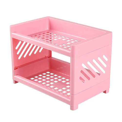 Desktop double-layer stationery storage rack dormitory small hollow storage rack mini home bathroom sink organizer