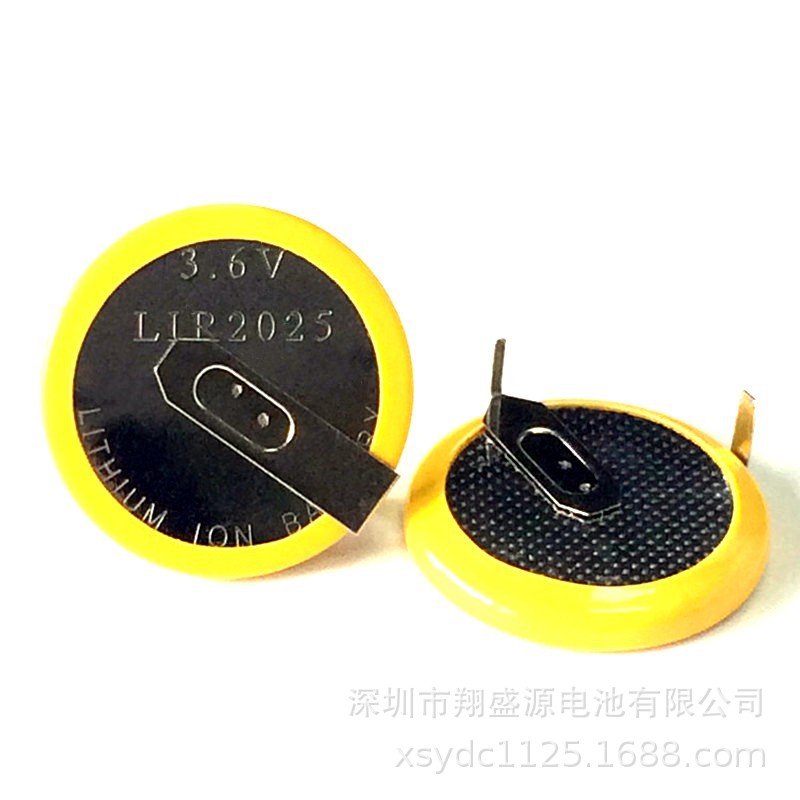 源头厂家现货LIR2025卧式90°插脚焊脚充电电池LIR2025贴片焊脚