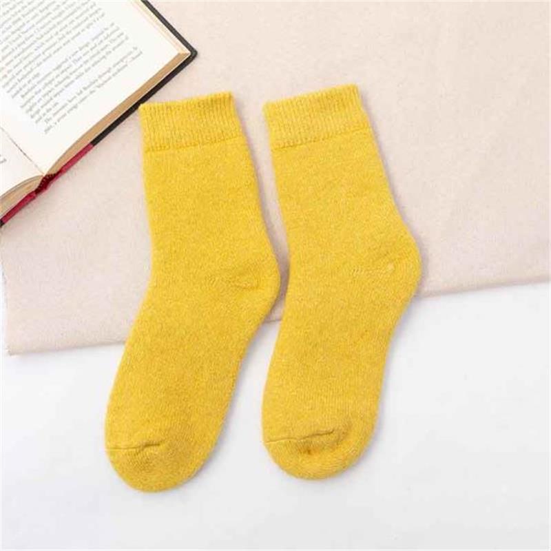 Otoño e invierno engrosado con forro polar cálido calcetines de lana para hombres y mujeres absorbentes de sudor resistente al frío Toalla de color sólido calcetines de algodón largos calcetines de Terry