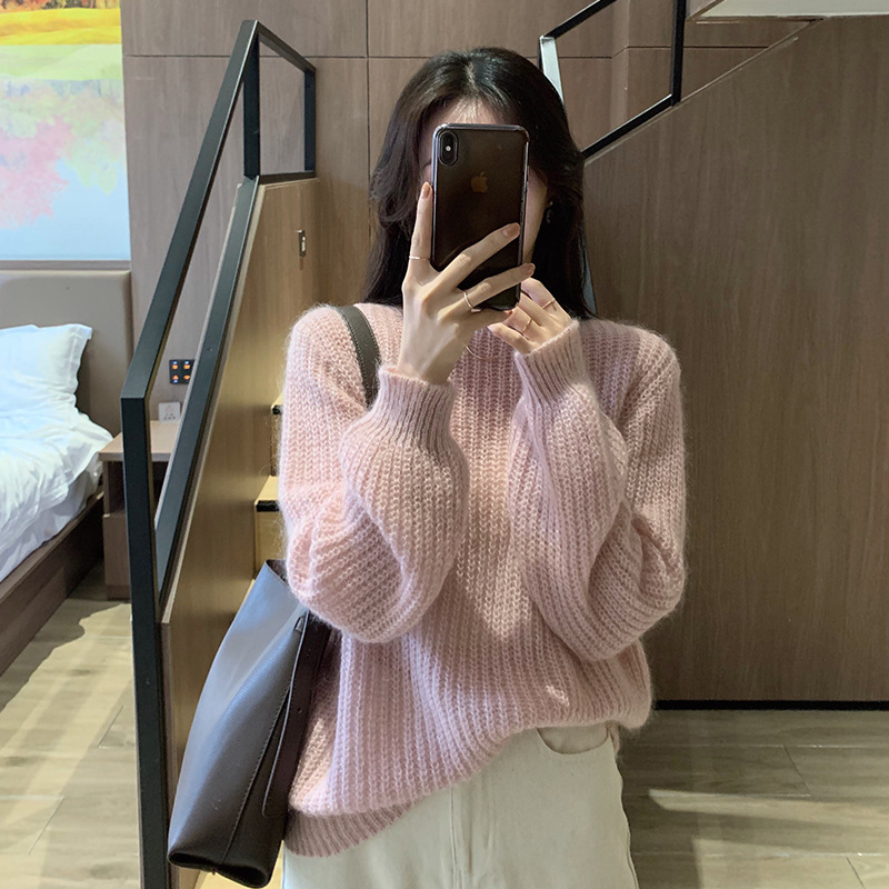 9539 Lazy Style Japanese Short Knit Sweater Mohair Loose Pullover Sweater 2022 New Women's Clothing Autumn and Winter 9539 Lazy Style Japanese Short Knit Sweater Mohair Loose Pullover Sweater 2022 New Women's Clothing Autumn and Winter