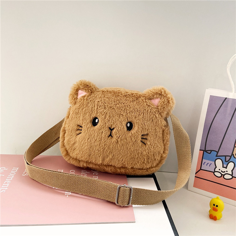 Nueva felpa de dibujos animados niños bolsa de regalo 2020 estilo coreano moderno lindo gatito moneda monedero niñas hombro Messenger Bag
