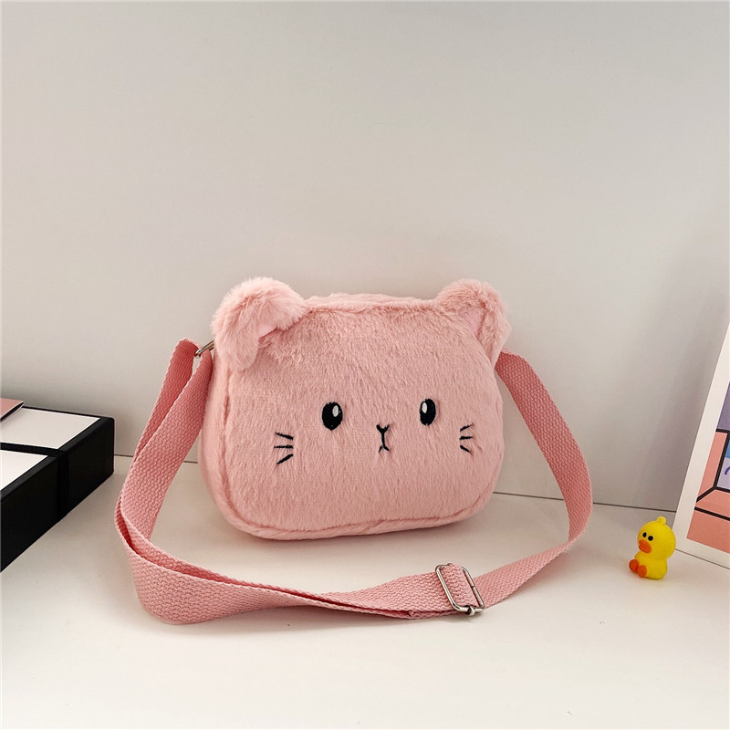 Nueva felpa de dibujos animados niños bolsa de regalo 2020 estilo coreano moderno lindo gatito moneda monedero niñas hombro Messenger Bag