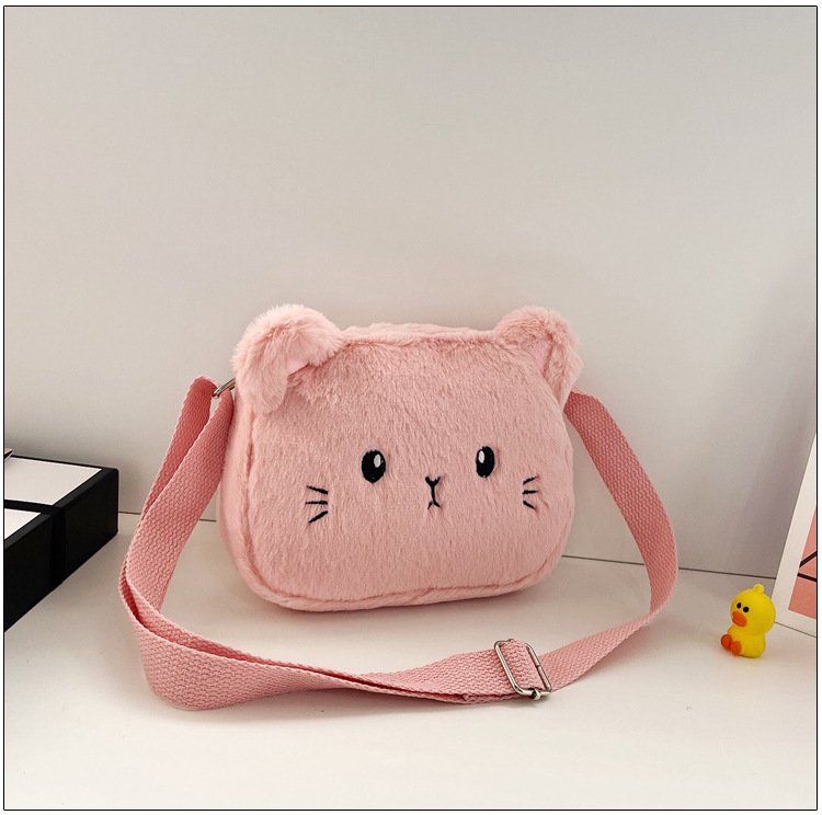 Nueva felpa de dibujos animados niños bolsa de regalo 2020 estilo coreano moderno lindo gatito moneda monedero niñas hombro Messenger Bag
