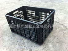 超市黑色收纳箩筐61*42*31cm水果配送胶框西红柿运输箱蔬菜周转萝
